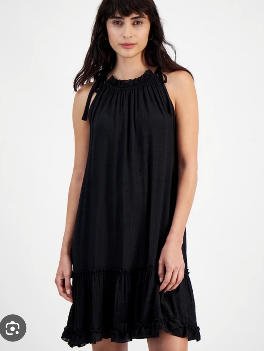 Robbie Bee Black Tiered Ruffle Halter Dress  Ruffled A-line Dress